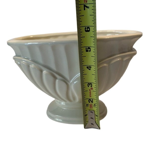 Vintage Haeger Oval Footed Planter 709-36 Cream Glossy Vase 1997 - Picture 7 of 9